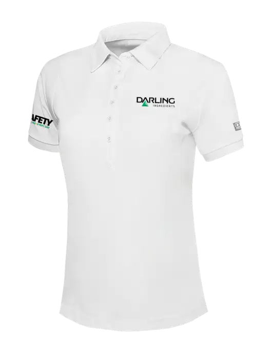 OGIO Womens Bright White Jewel Polo w/Darling Ingredients Logo, Safety Logo
