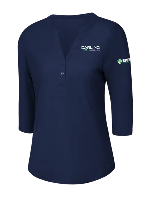 OGIO Navy Jewel Henley w/Darling Ingredients Logo, Safety Logo
