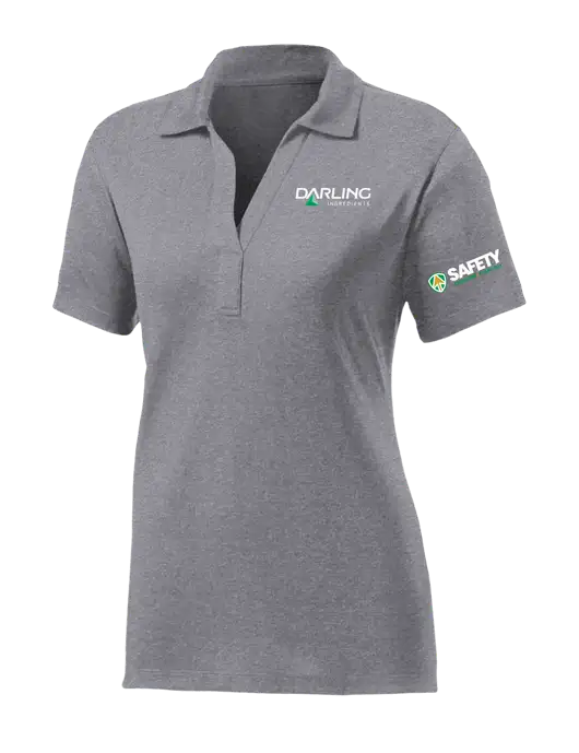 Womens Medium Grey Heather Contender Polo w/Darling Ingredients Logo, Safety Logo