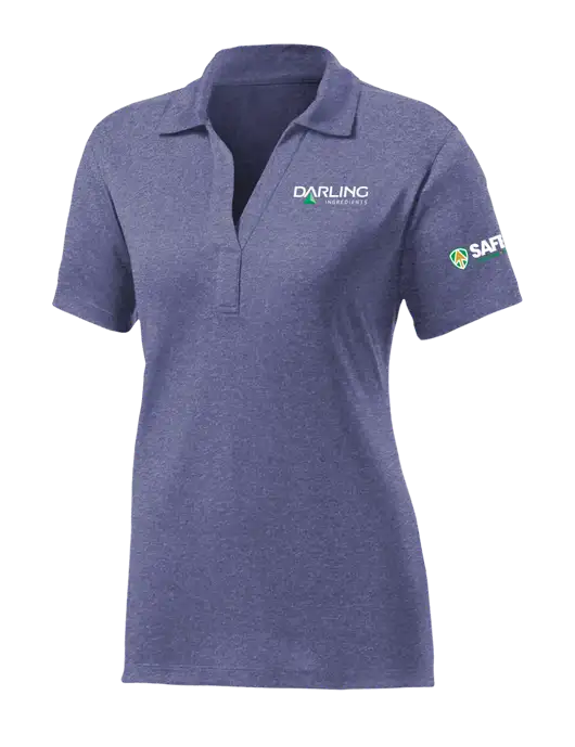Womens Navy Heather Contender Polo w/Darling Ingredients Logo, Safety Logo