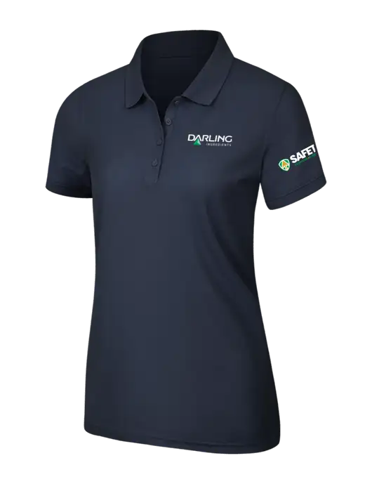 Navy Blue Womens Core Classic Pique Polo w/Darling Ingredients Logo, Safety Logo
