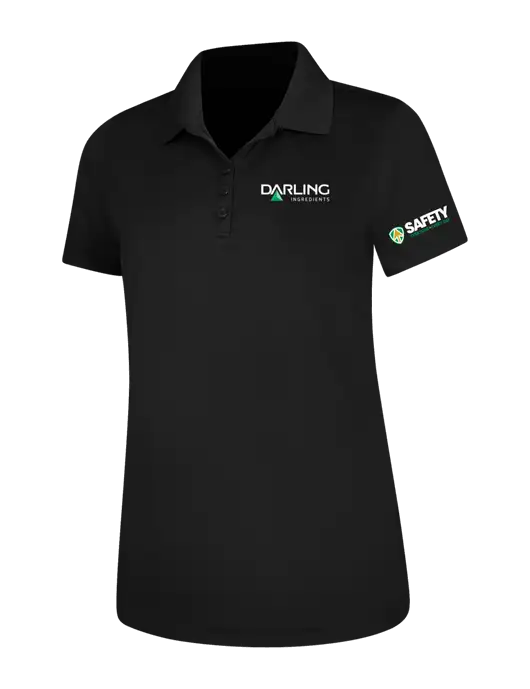 Black Womens Dry Zone UV Mesh Polo w/Darling Ingredients Logo, Safety Logo