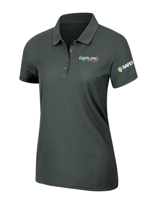Dark Grey Womens Core Classic Pique Polo w/Darling Ingredients Logo, Safety Logo