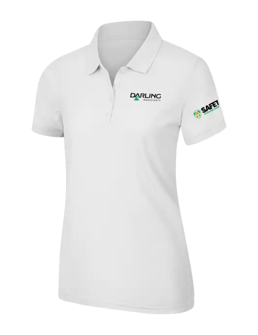 White Womens Core Classic Pique Polo w/Darling Ingredients Logo, Safety Logo