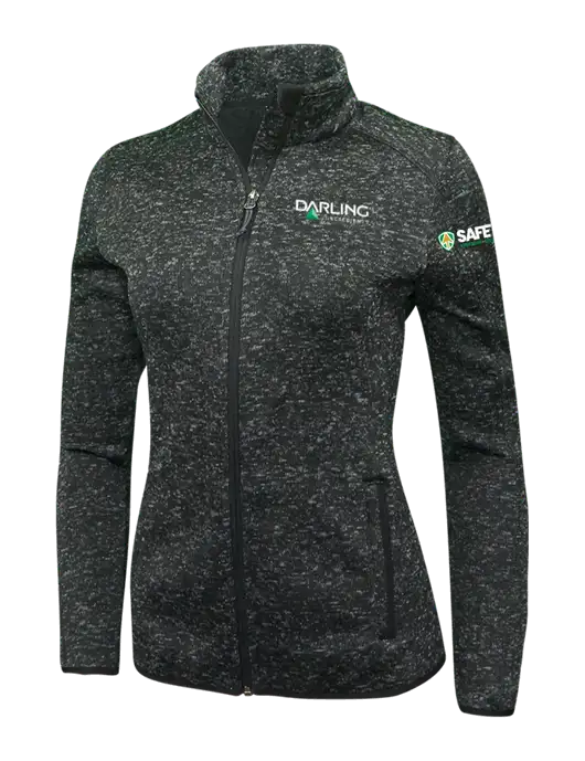 Black Heather Womens Sweater Fleece Jacket w/Darling Ingredients Logo, Safety Logo