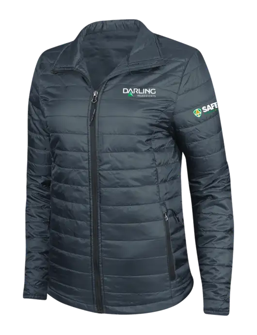 Navy Womens Puffy Packable Jacket w/Darling Ingredients Logo, Safety Logo