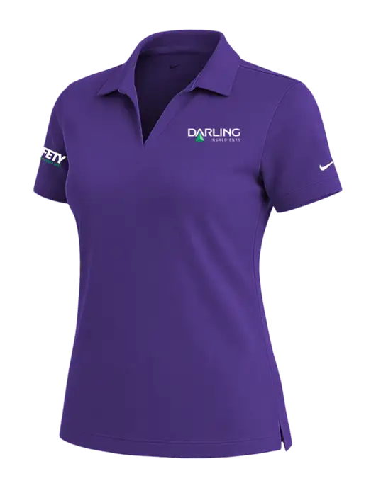 NIKE Purple Womens Dri-Fit Micro Pique Polo w/Darling Ingredients Logo, Safety Logo