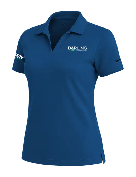 NIKE Dark Royal Womens Dri-Fit Micro Pique Polo w/Darling Ingredients Logo, Safety Logo