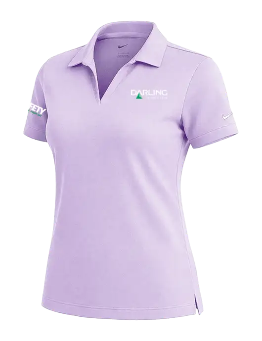 NIKE Light Purple Womens Dri-Fit Micro Pique Polo w/Darling Ingredients Logo, Safety Logo