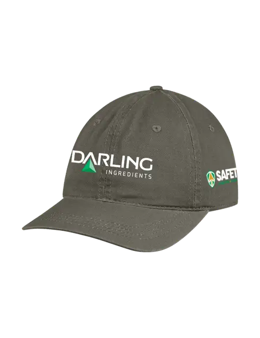Garment Washed Unstructured Twill Olive Cap w/Darling Ingredients Logo, Safety Logo