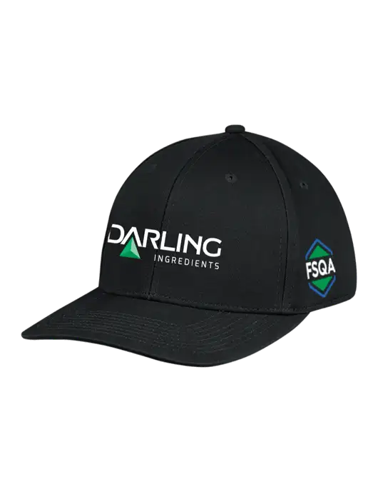 Premium Modern Structured Twill Black Snapback Cap w/Darling Ingredients Logo, FSQA Logo