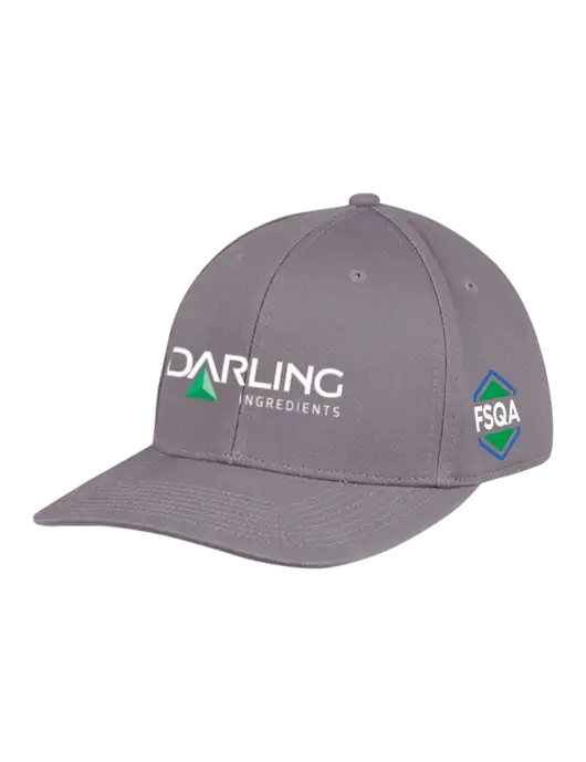 Premium Modern Structured Twill Charcoal Snapback Cap w/Darling Ingredients Logo, FSQA Logo