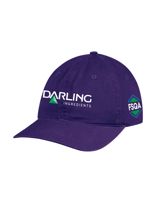 Garment Washed Unstructured Twill Purple Cap w/Darling Ingredients Logo, FSQA Logo