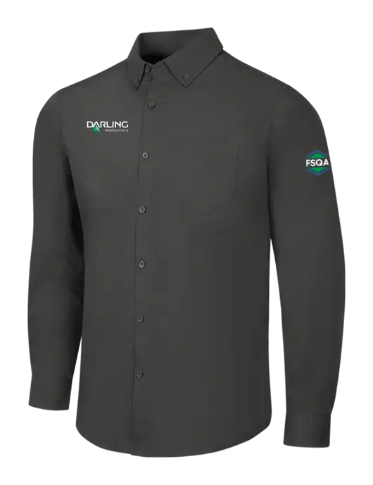 Dark Grey Long Sleeve Carefree Poplin Shirt w/Darling Ingredients Logo, FSQA Logo