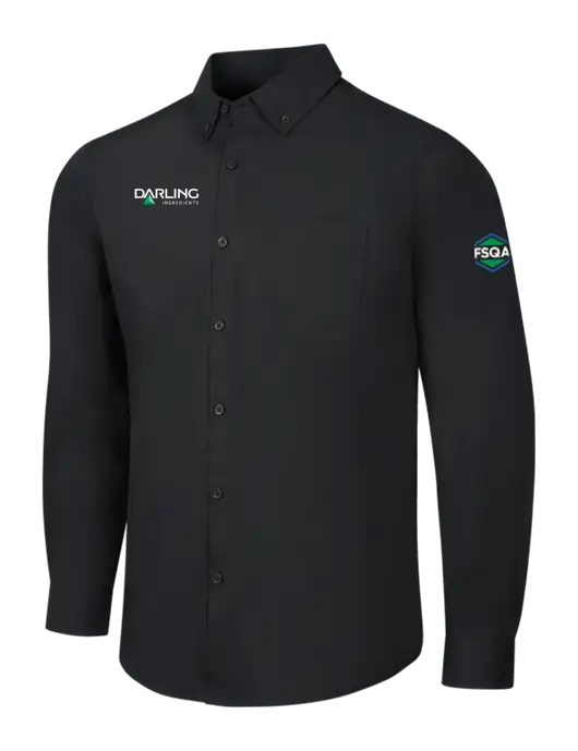 Black Long Sleeve Carefree Poplin Shirt w/Darling Ingredients Logo, FSQA Logo