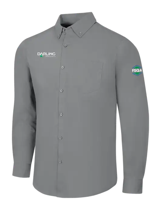 Medium Grey Long Sleeve Carefree Poplin Shirt w/Darling Ingredients Logo, FSQA Logo