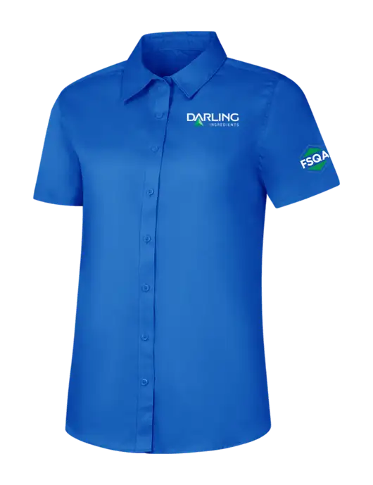 Womens Short Sleeve Royal Blue Superpro React Twill Shirt w/Darling Ingredients Logo, FSQA Logo