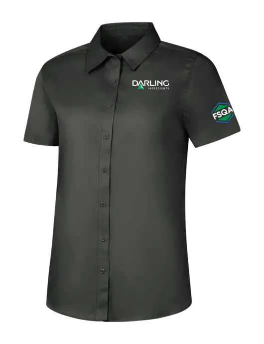 Womens Dark Grey Short Sleeve Superpro React Twill Shirt w/Darling Ingredients Logo, FSQA Logo