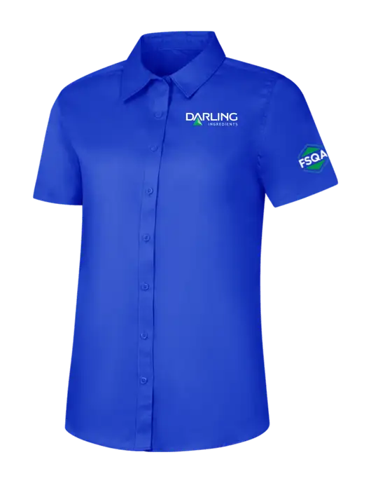Womens Short Sleeve Dark Royal Superpro React Twill Shirt w/Darling Ingredients Logo, FSQA Logo