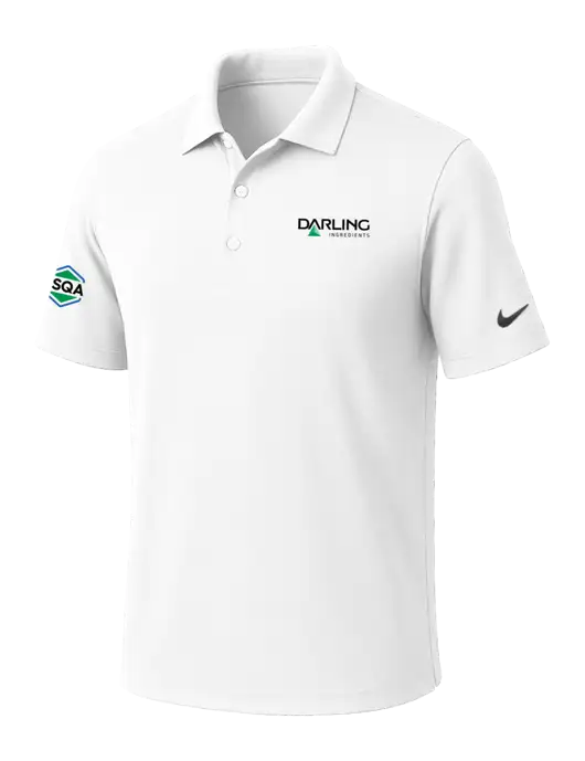 NIKE White Dri-Fit Micro Pique Polo w/Darling Ingredients Logo, FSQA Logo