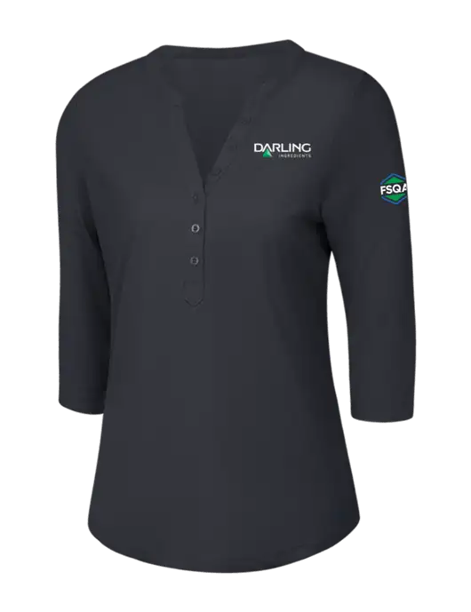 OGIO Charcoal Grey Jewel Henley w/Darling Ingredients Logo, FSQA Logo