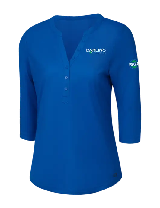 OGIO Royal Blue Jewel Henley w/Darling Ingredients Logo, FSQA Logo
