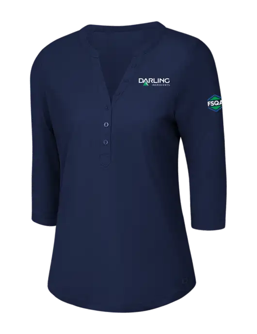 OGIO Navy Jewel Henley w/Darling Ingredients Logo, FSQA Logo