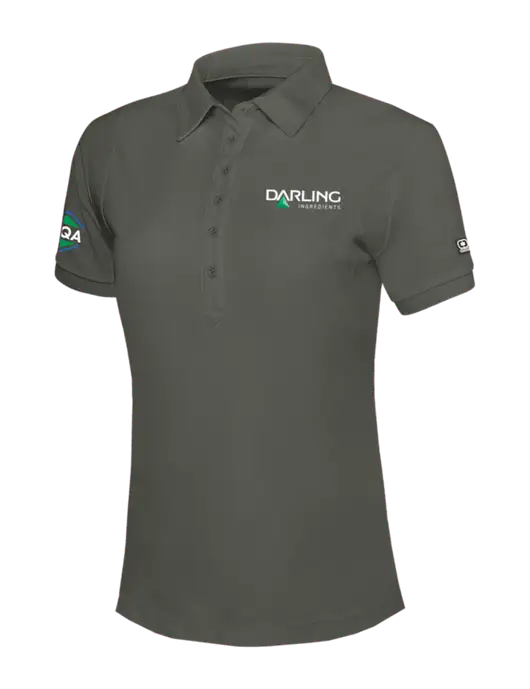 OGIO Womens Medium Grey Jewel Polo w/Darling Ingredients Logo, FSQA Logo