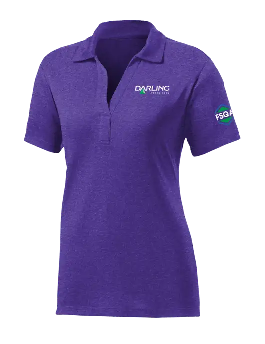 Womens Purple Heather Contender Polo w/Darling Ingredients Logo, FSQA Logo
