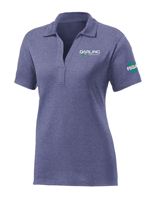 Womens Navy Heather Contender Polo w/Darling Ingredients Logo, FSQA Logo