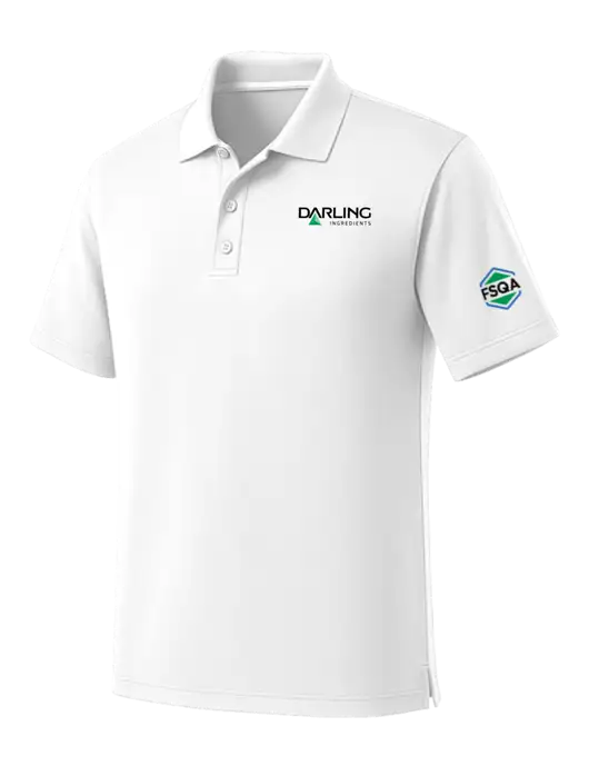 White Dry Zone UV Micro Mesh Polo w/Darling Ingredients Logo, FSQA Logo