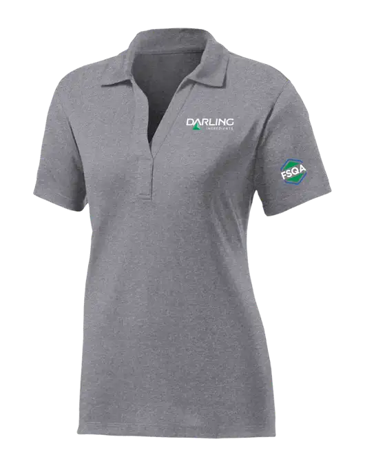 Womens Medium Grey Heather Contender Polo w/Darling Ingredients Logo, FSQA Logo
