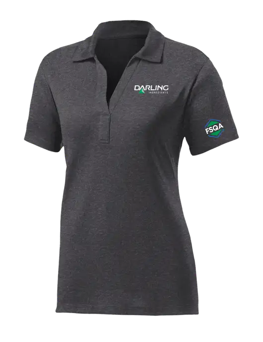 Womens Dark Grey Heather Contender Polo w/Darling Ingredients Logo, FSQA Logo
