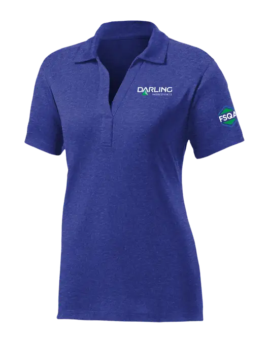 Womens Dark Royal Heather Contender Polo w/Darling Ingredients Logo, FSQA Logo
