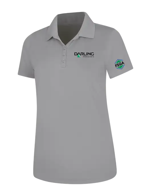 Light Grey Womens Dry Zone UV Mesh Polo w/Darling Ingredients Logo, FSQA Logo