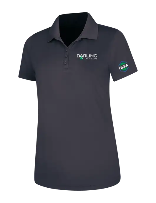 Dark Grey Womens Dry Zone UV Mesh Polo w/Darling Ingredients Logo, FSQA Logo