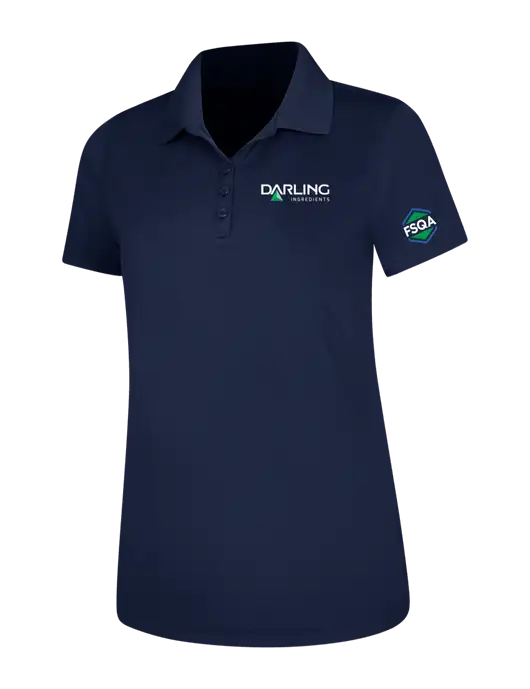 Dark Navy Womens Dry Zone UV Mesh Polo w/Darling Ingredients Logo, FSQA Logo