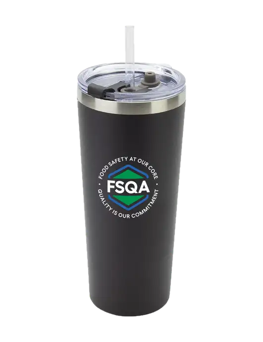 Brighton Black 20 oz Insulated Tumbler & Straw w/FSQA Logo, Darling Ingredients Logo