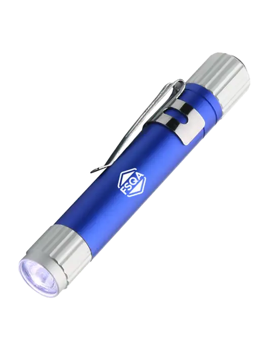 Blue Aluminum LED Penlight w/FSQA Logo, Darling Ingredients Logo