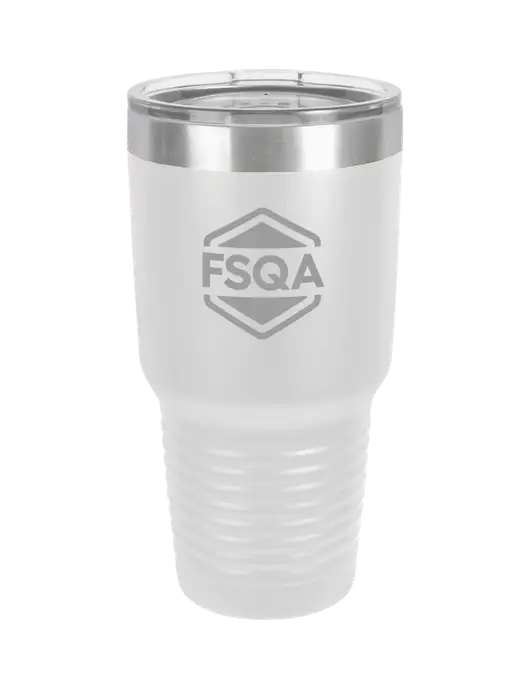 Polar Camel 30 oz Powder Coated White Vacuum Insulated Tumbler  w/FSQA Logo, Darling Ingredients Logo