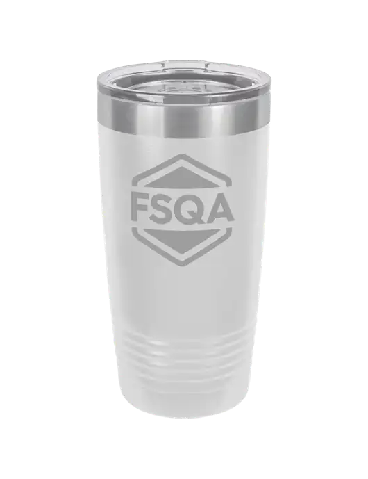 Polar Camel 20 oz Powder Coated White Vacuum Insulated Tumbler  w/FSQA Logo, Darling Ingredients Logo