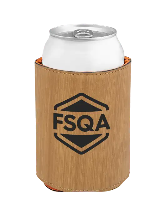 Bamboo Leatherette Beverage Holder w/FSQA Logo, Darling Ingredients Logo