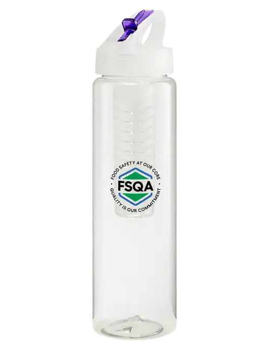 Buddy Infuser Purple 32 oz PET Bottle with Flip Lid w/FSQA Logo, Darling Ingredients Logo