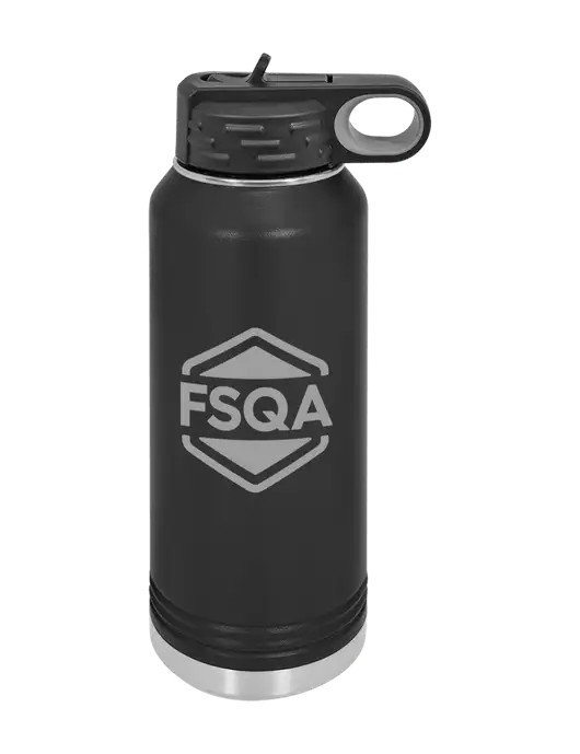 Polar Camel 32 oz Powder Coated Black Vacuum Insulated Water Bottle w/FSQA Logo, Darling Ingredients Logo