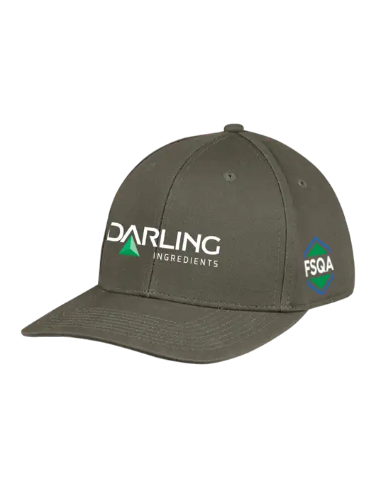 Premium Modern Structured Twill Olive Snapback Cap w/Darling Ingredients Logo, FSQA Logo