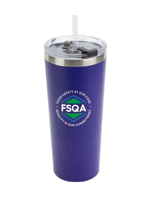 Brighton Blue 20 oz Insulated Tumbler & Straw w/FSQA Logo, Darling Ingredients Logo