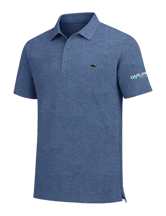 Vineyard Vines Destin Stripe Light Navy Sankaty Polo w/Darling Ingredients Logo