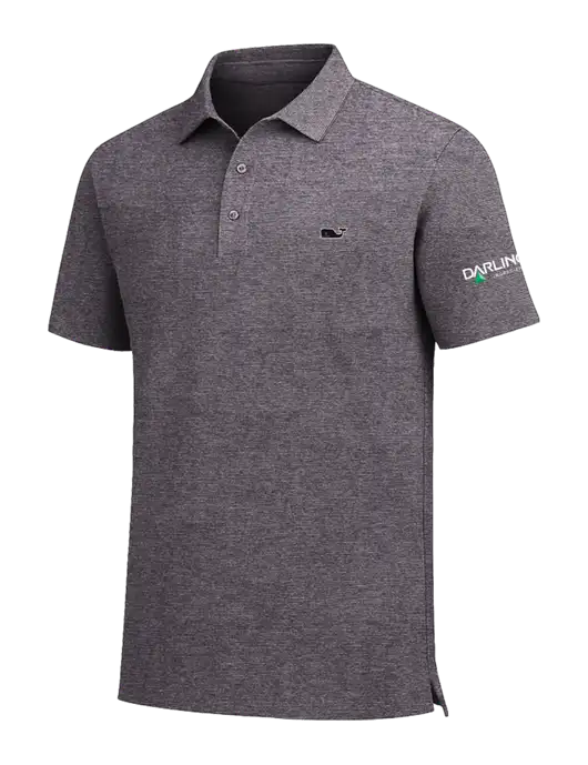 Vineyard Vines Destin Stripe Dark Grey Sankaty Polo w/Darling Ingredients Logo