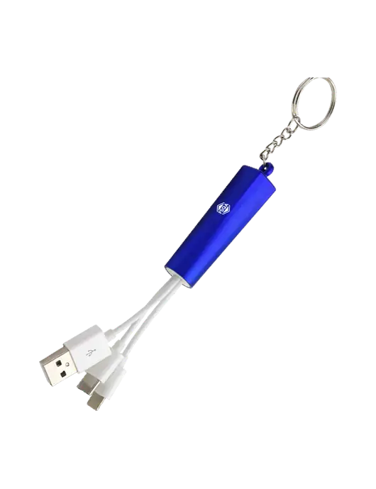Blue Light-Up Charging Cable with Key Ring w/FSQA Logo, Darling Ingredients Logo